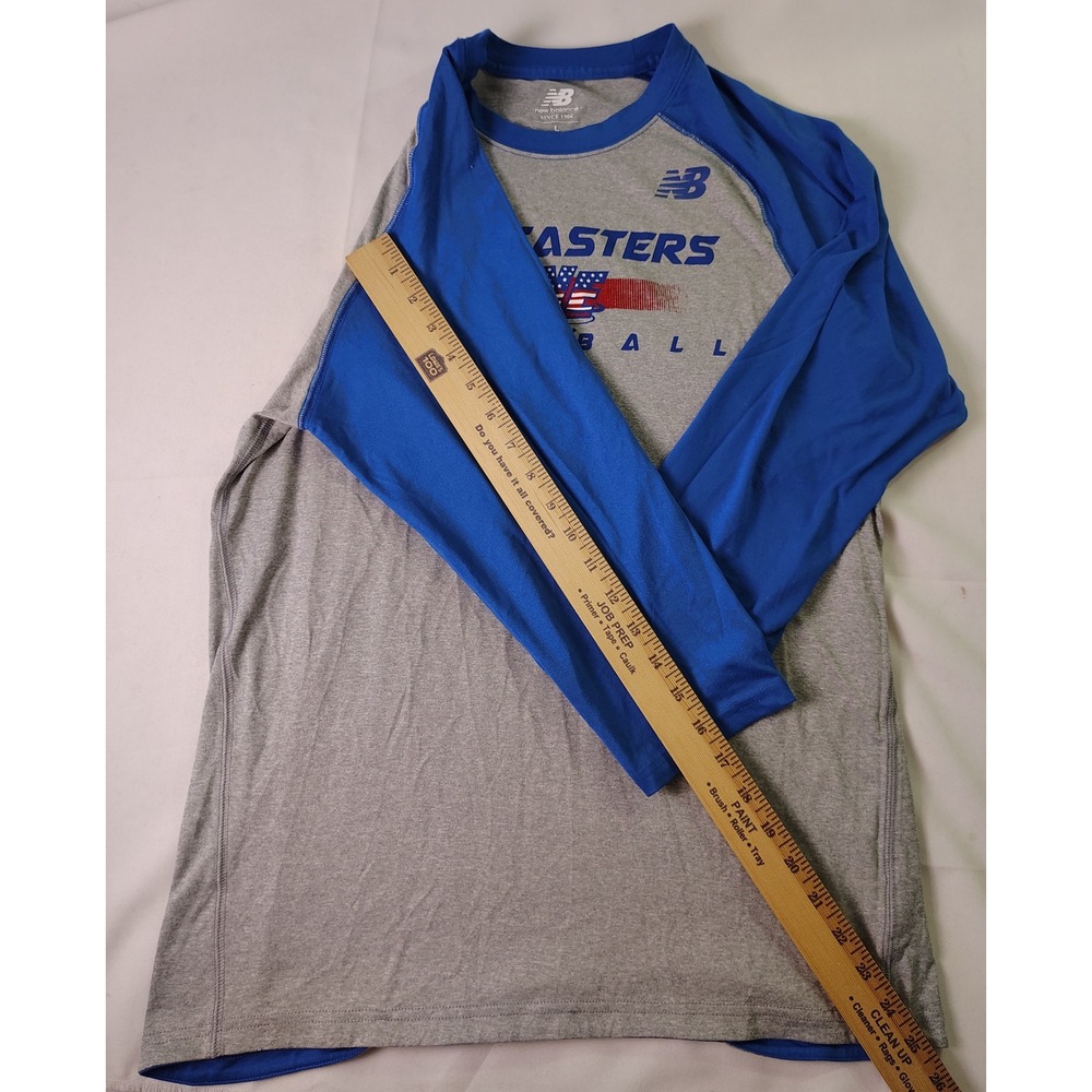 New Balance Noreasters Baseball Raglan Shirt Athletic Graphic Gray Blue Mens L - Picture 5 of 8